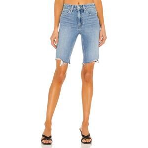 PAIGE Robbie Shorts Size 30 Blue Jean Denim Bermuda High Rise Frayed Raw hem